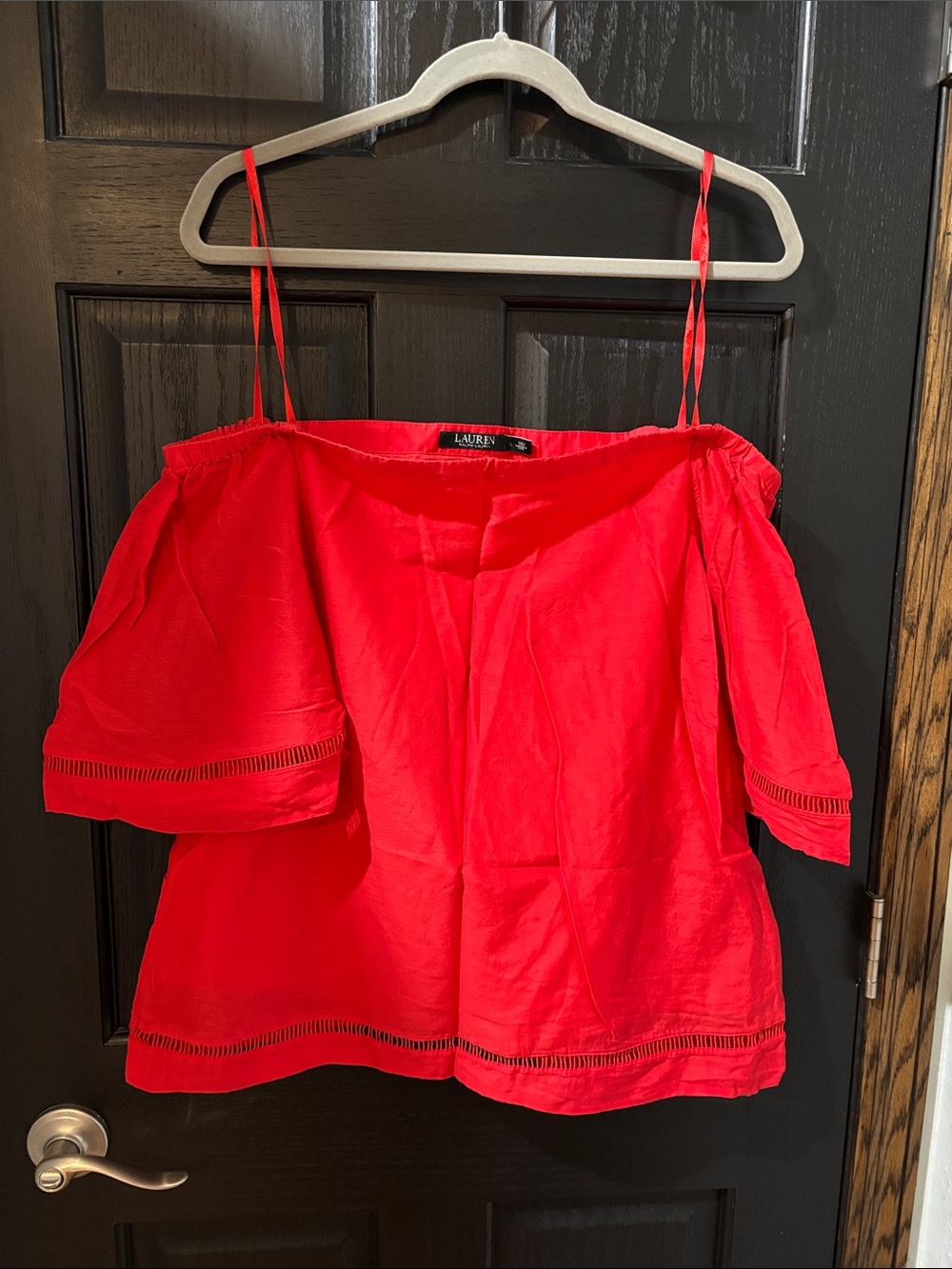 Ralph Lauren Off-Shoulder Red Cotton Camisole